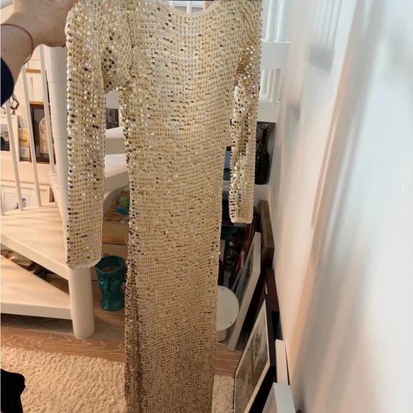 Retrofete Gold Sequin Long Sleeve Dress - Picture 3 of 7